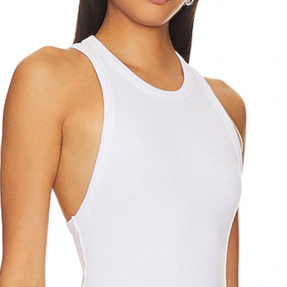 Intimately FP M white ribbed Brexley sleeveless tank thong bodysuit snap crotch - Picture 6 of 16